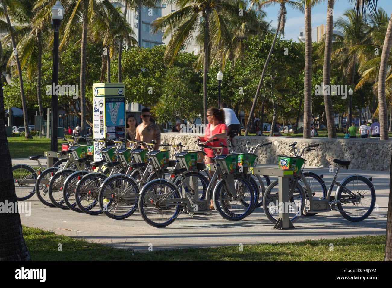DECOBIKE RENTAL STATION LUMMUS PARK SOUTH BEACH MIAMI BEACH FLORIDA USA Stock Photo