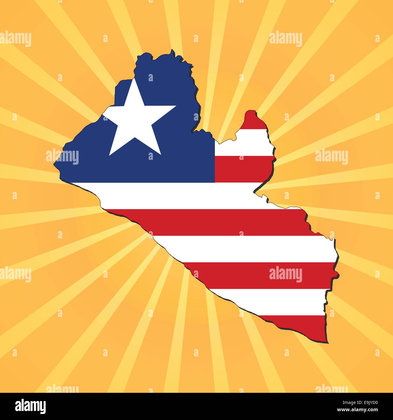Liberia map flag on sunburst illustration Stock Vector Image & Art - Alamy