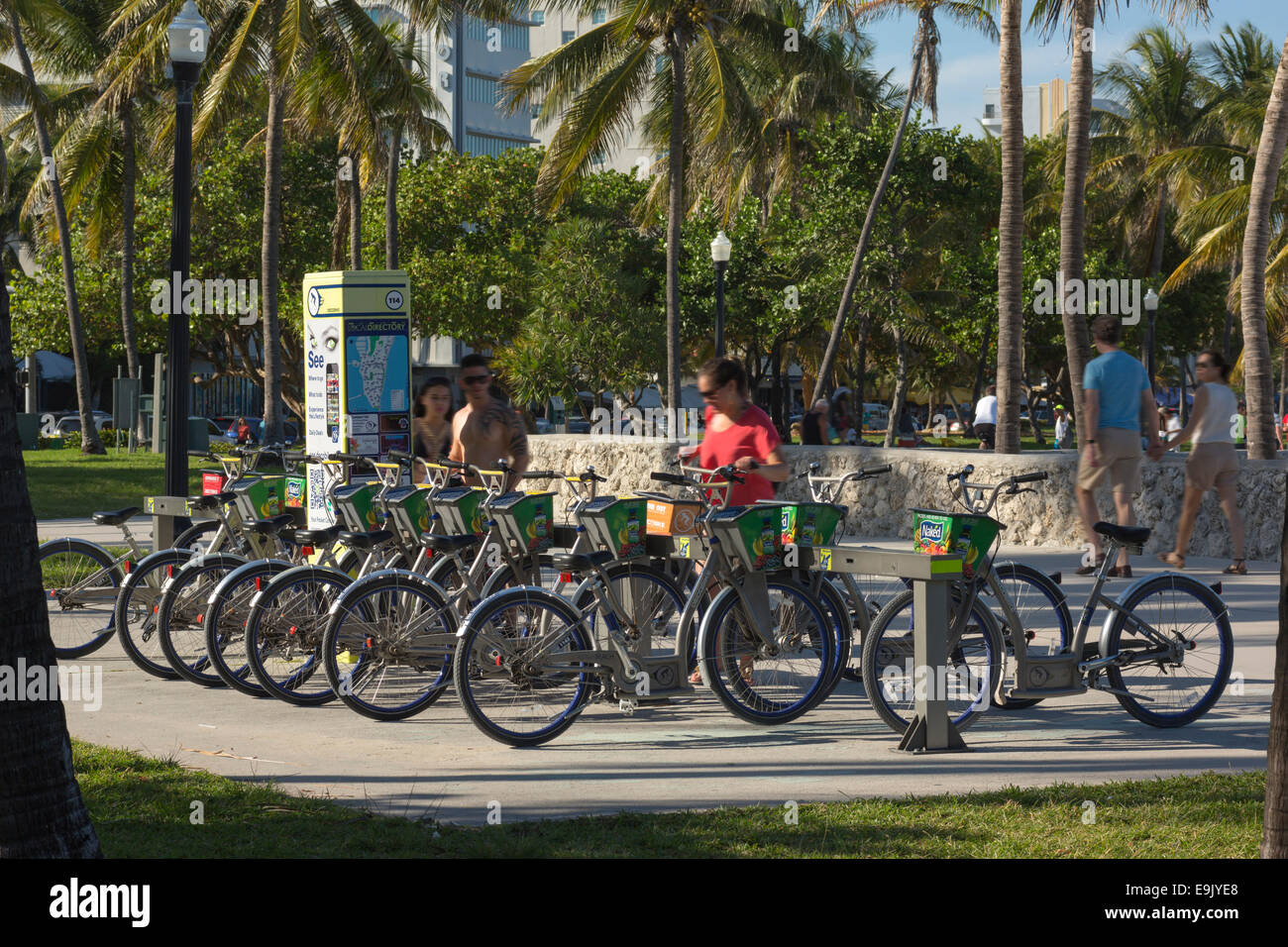 DECOBIKE RENTAL STATION LUMMUS PARK SOUTH BEACH MIAMI BEACH FLORIDA USA Stock Photo