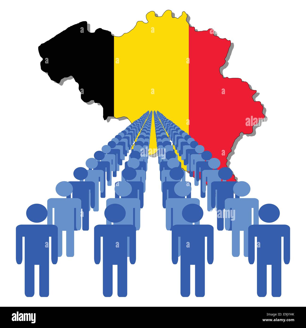 Lines of people with Belgium map flag vector illustration Stock Vector ...