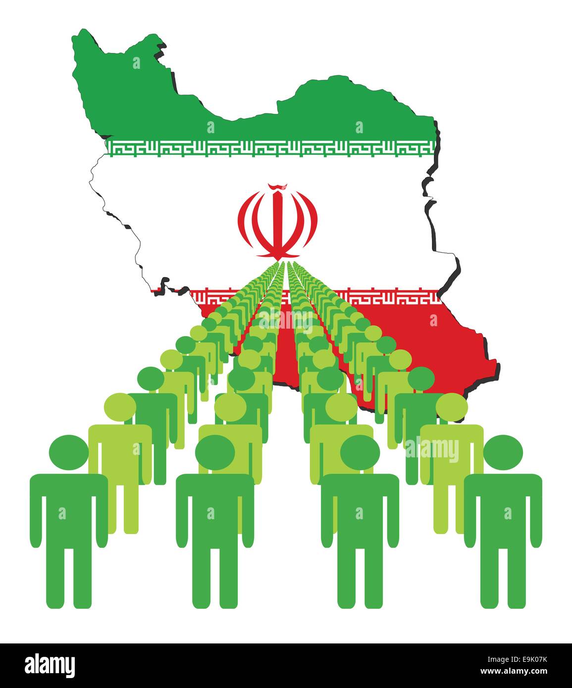 Lines of people with Iran map flag vector illustration Stock Vector