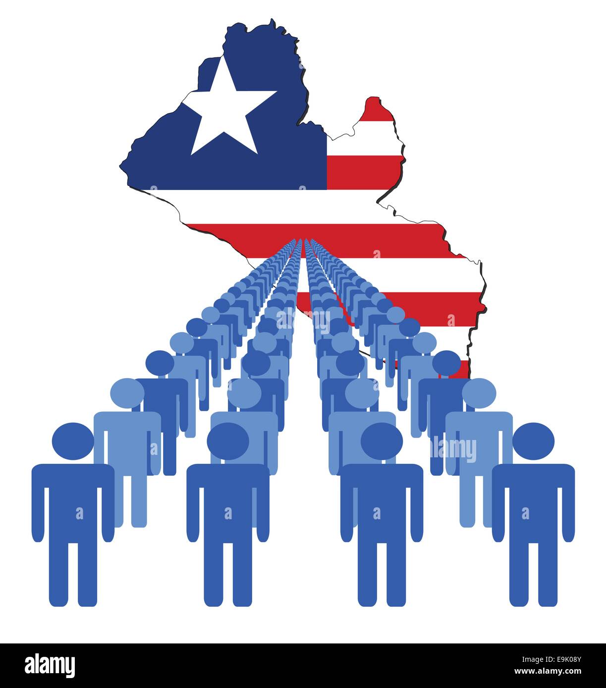 Lines of people with Liberia map flag vector illustration Stock Vector ...