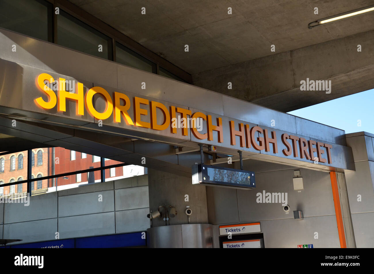 Shoreditch High Street Overground Station in east London Stock Photo