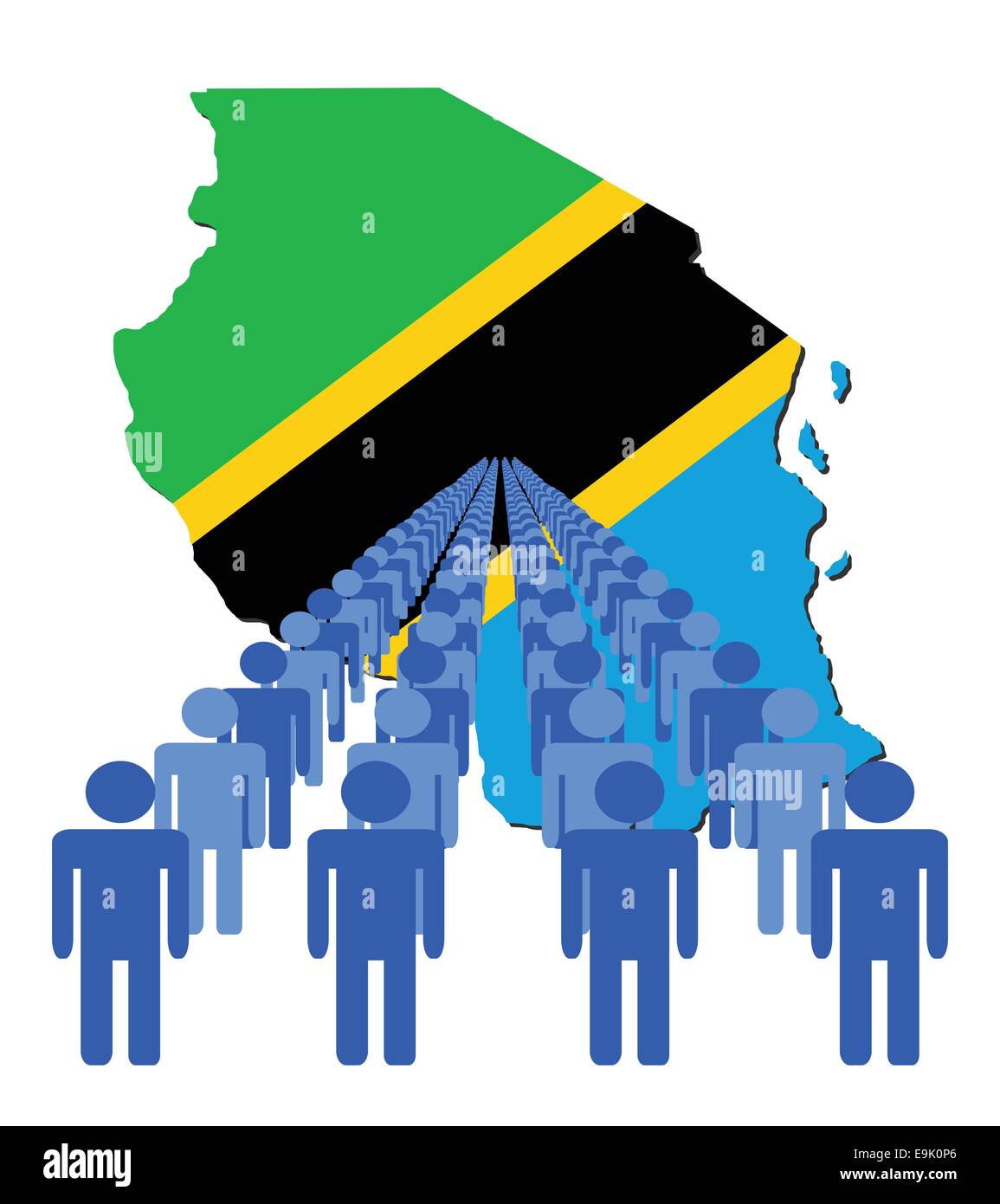 Lines of people with Tanzania map flag vector illustration Stock Vector ...