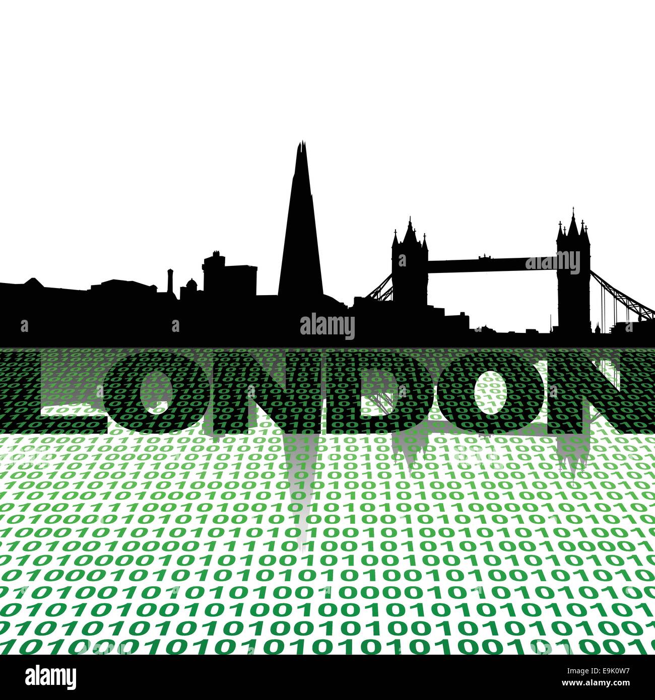 London skyline with binary foreground vector illustration Stock Vector ...