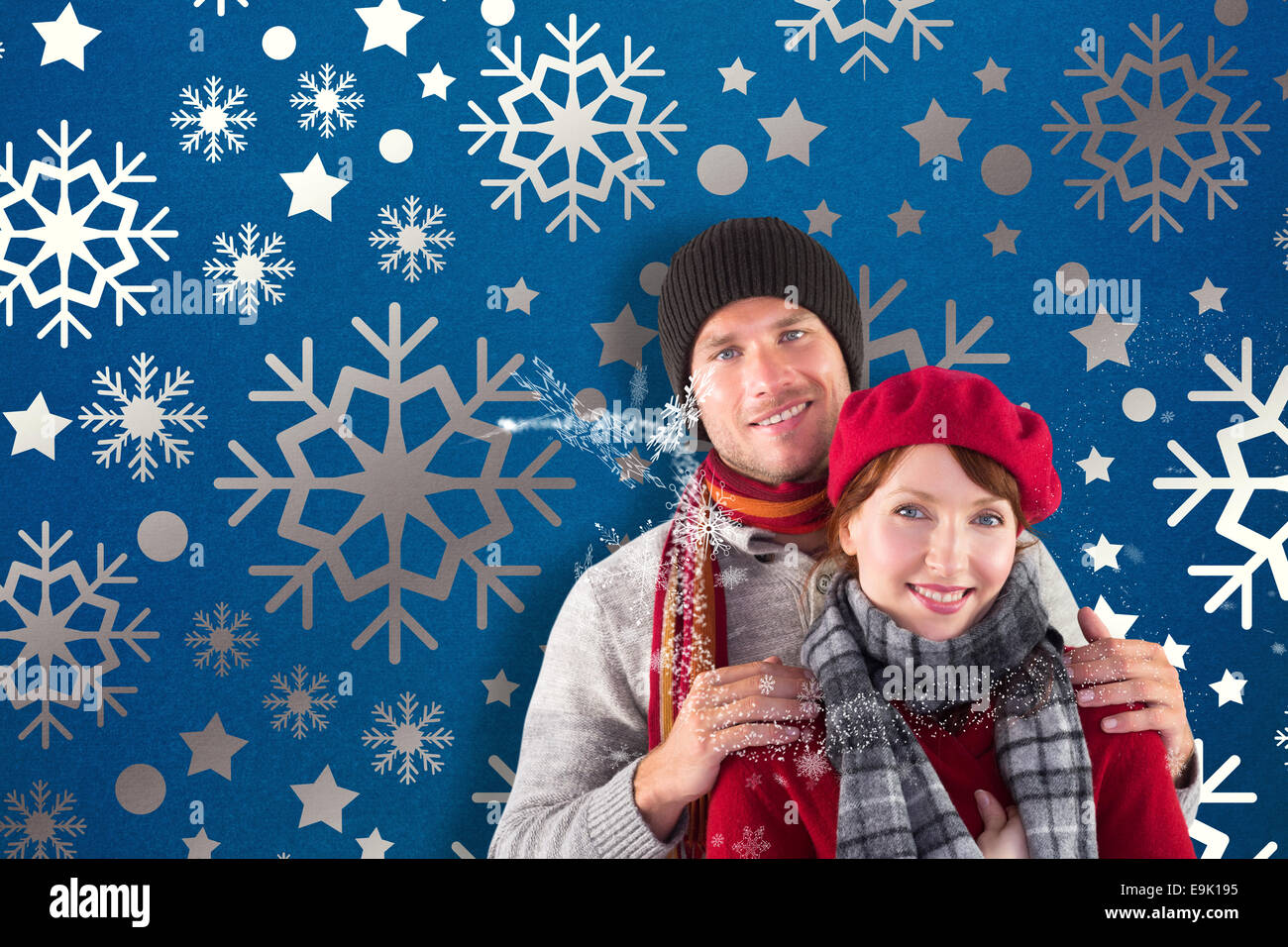 Composite image of couple smiling at the camera Stock Photo - Alamy