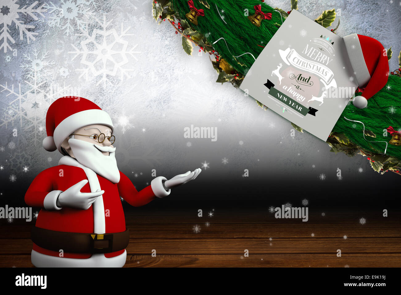 Composite image of cute cartoon santa claus Stock Photo - Alamy