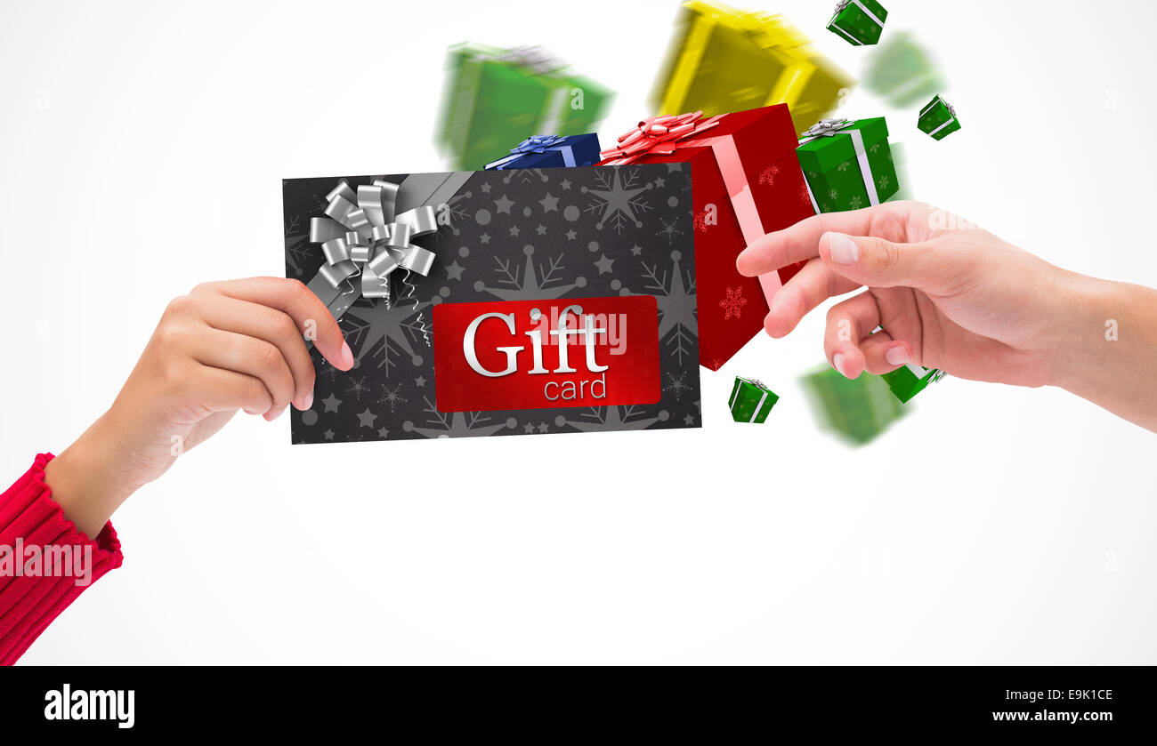 Composite image of hands holding card Stock Photo - Alamy