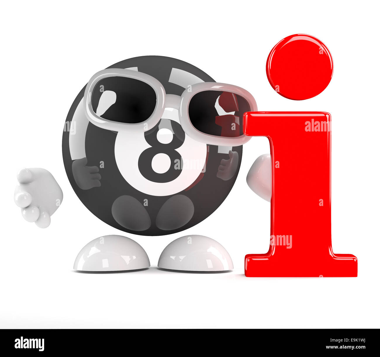 3d render of an 8 ball character next to an information symbol Stock ...