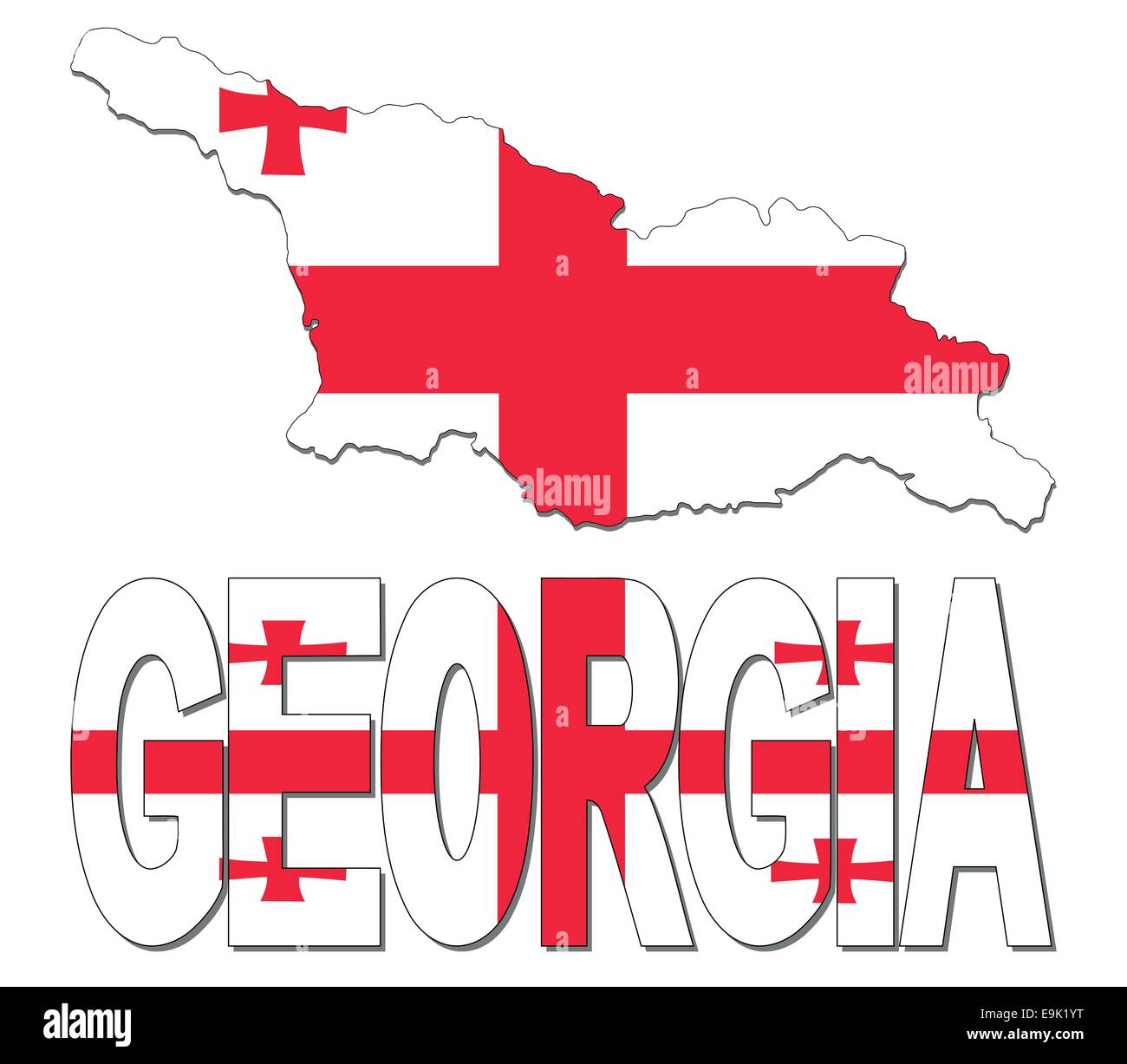 Georgia map flag and text illustration Stock Vector