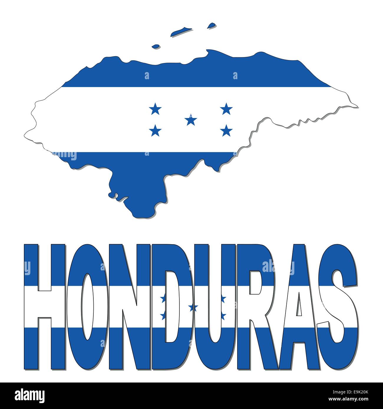 Honduras map flag and text illustration Stock Vector