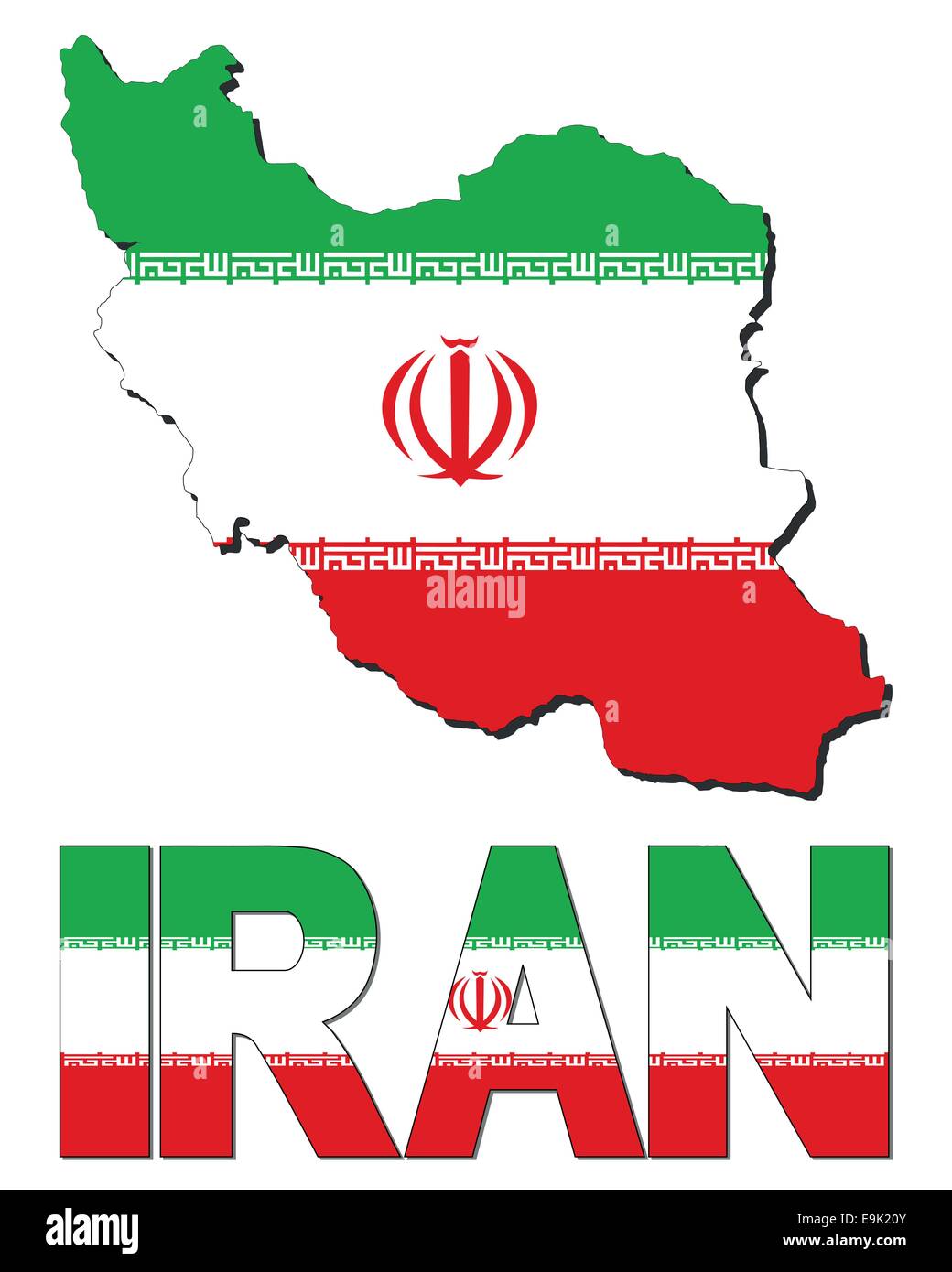 Iran map flag and text illustration Stock Vector