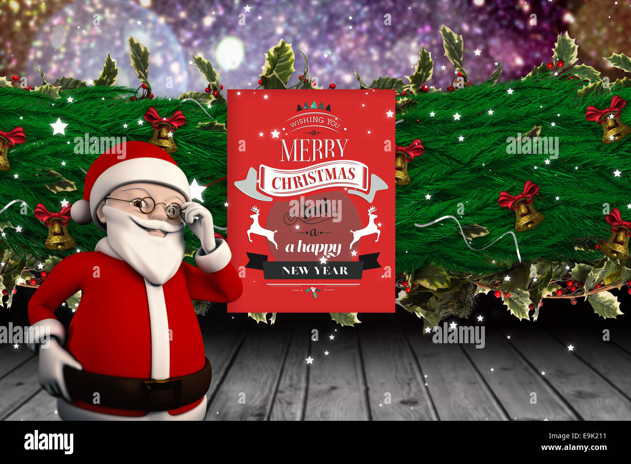 Composite image of cute cartoon santa claus Stock Photo - Alamy