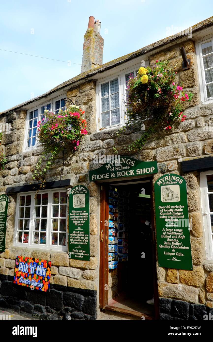 Myrings of St Ives fudge and rock shop Cornwall England uk Stock Photo