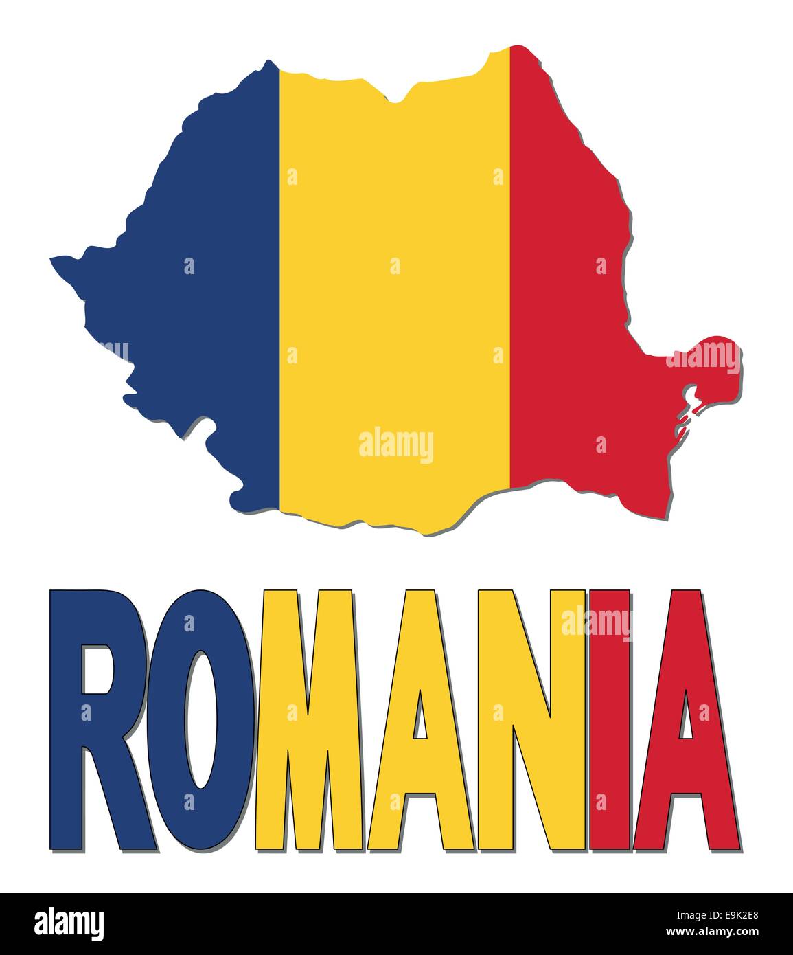 Romania map flag and text illustration Stock Vector