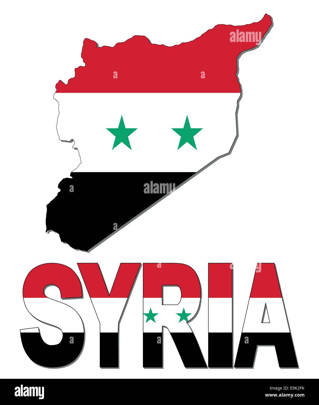 Syria map flag and text illustration Stock Vector