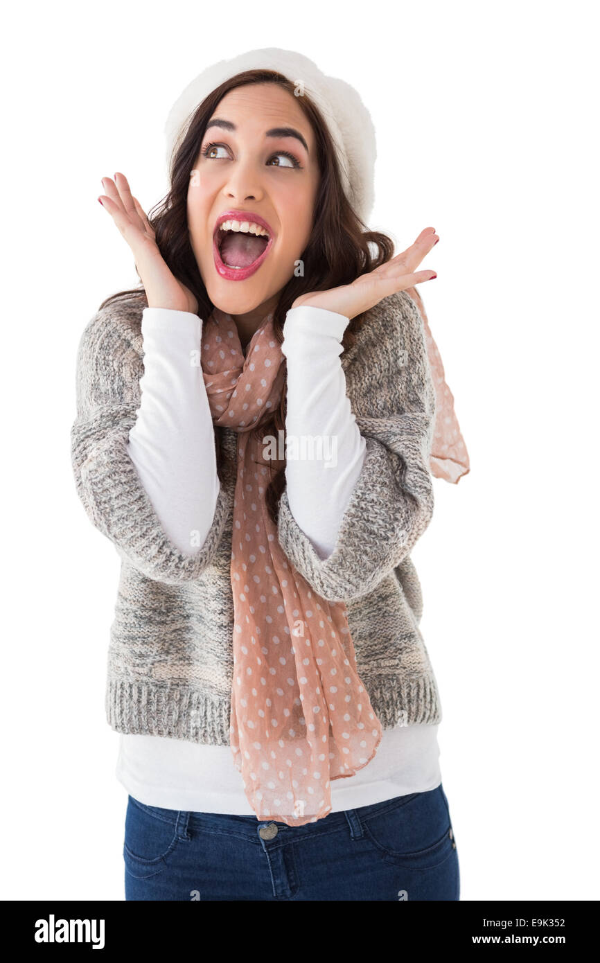 Portrait of a astonished brunette Stock Photo