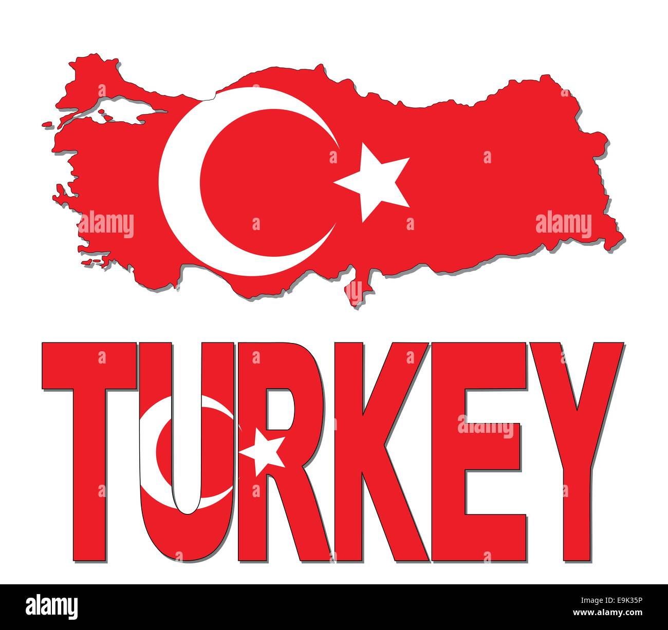 Turkey map flag and text illustration Stock Vector