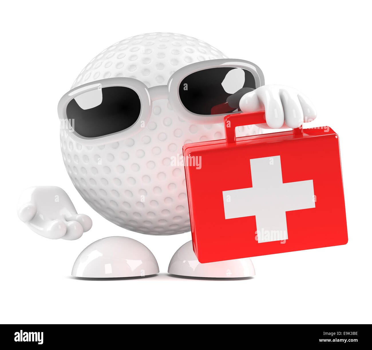 3d render of a golf ball with a first aid kit Stock Photo