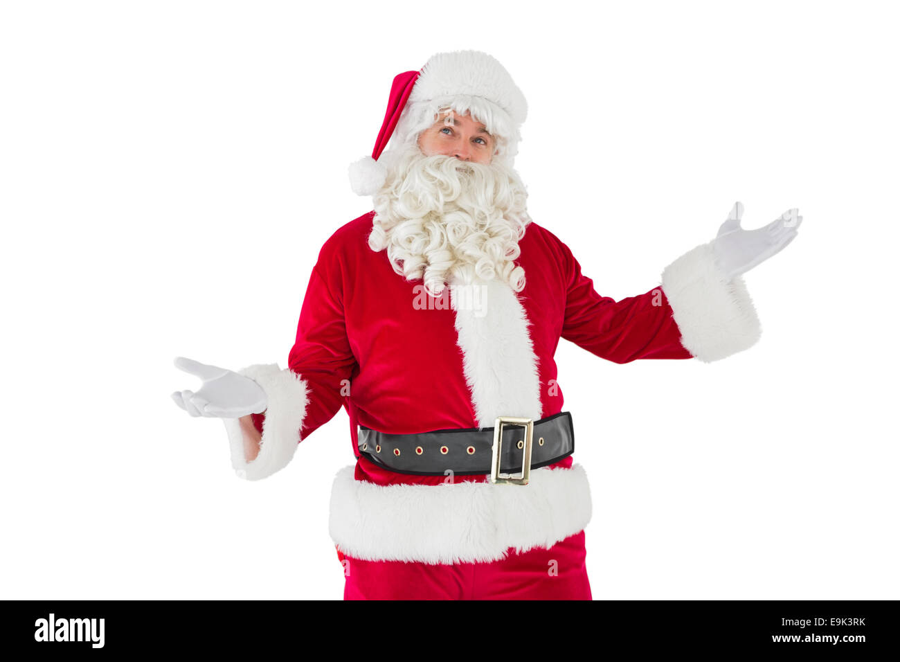 Father christmas with his hands out Stock Photo - Alamy