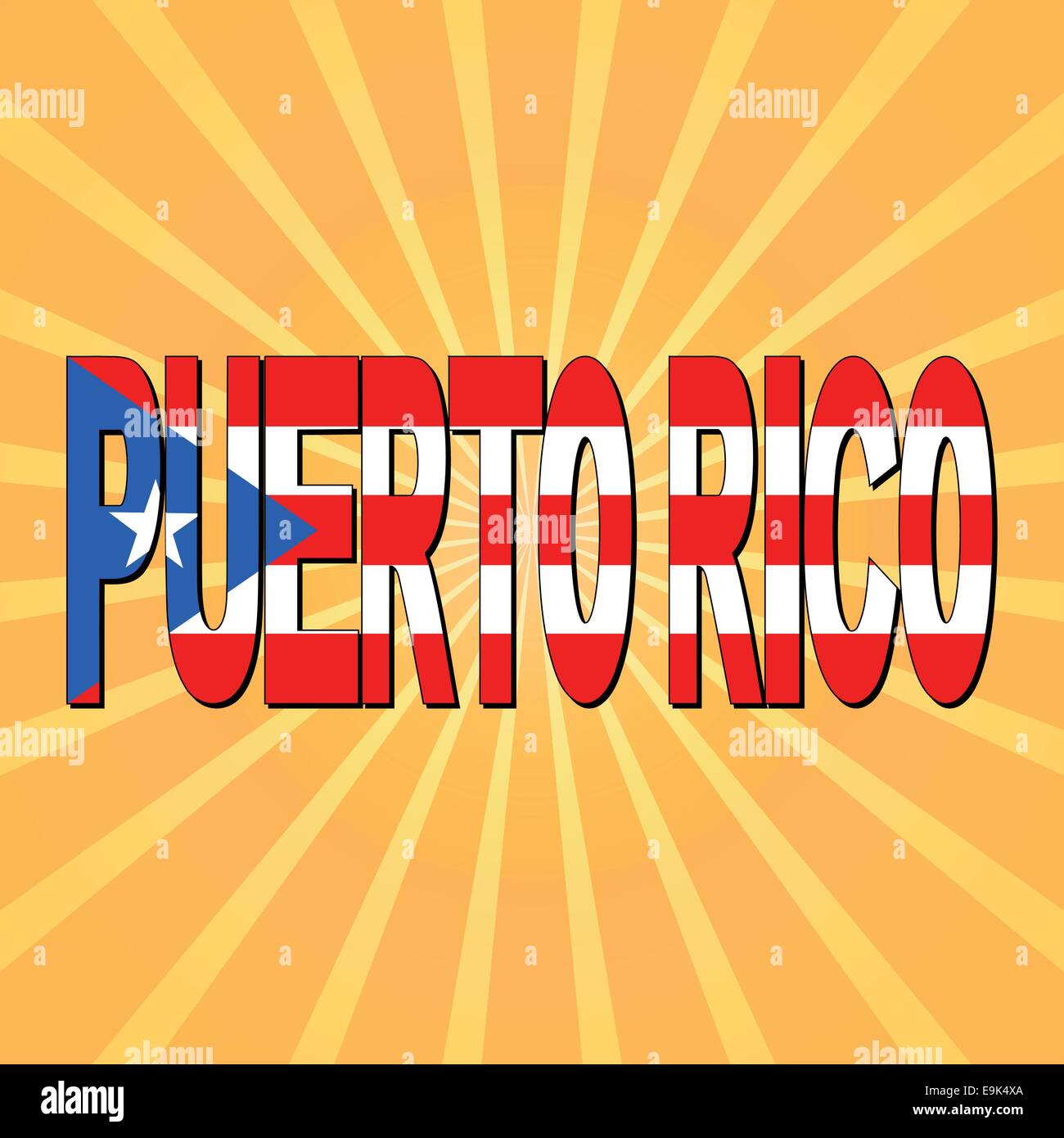 Puerto Rico flag text with sunburst illustration Stock Vector Image ...