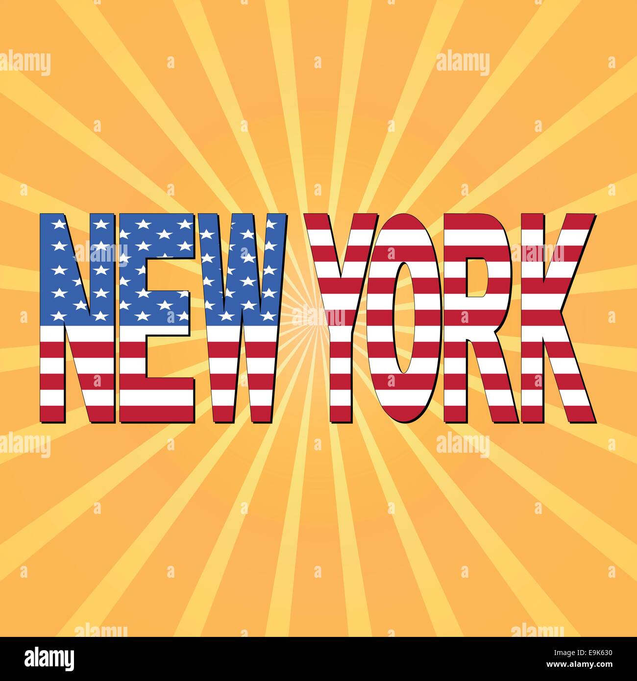 New York flag text on sunburst illustration Stock Vector Image & Art
