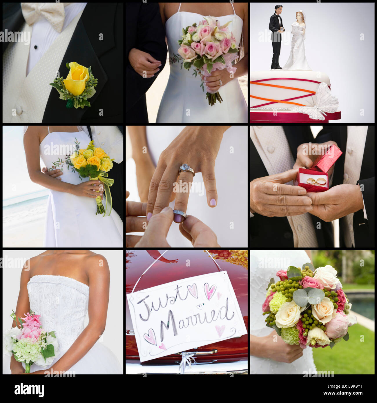 Collage of brides and grooms Stock Photo
