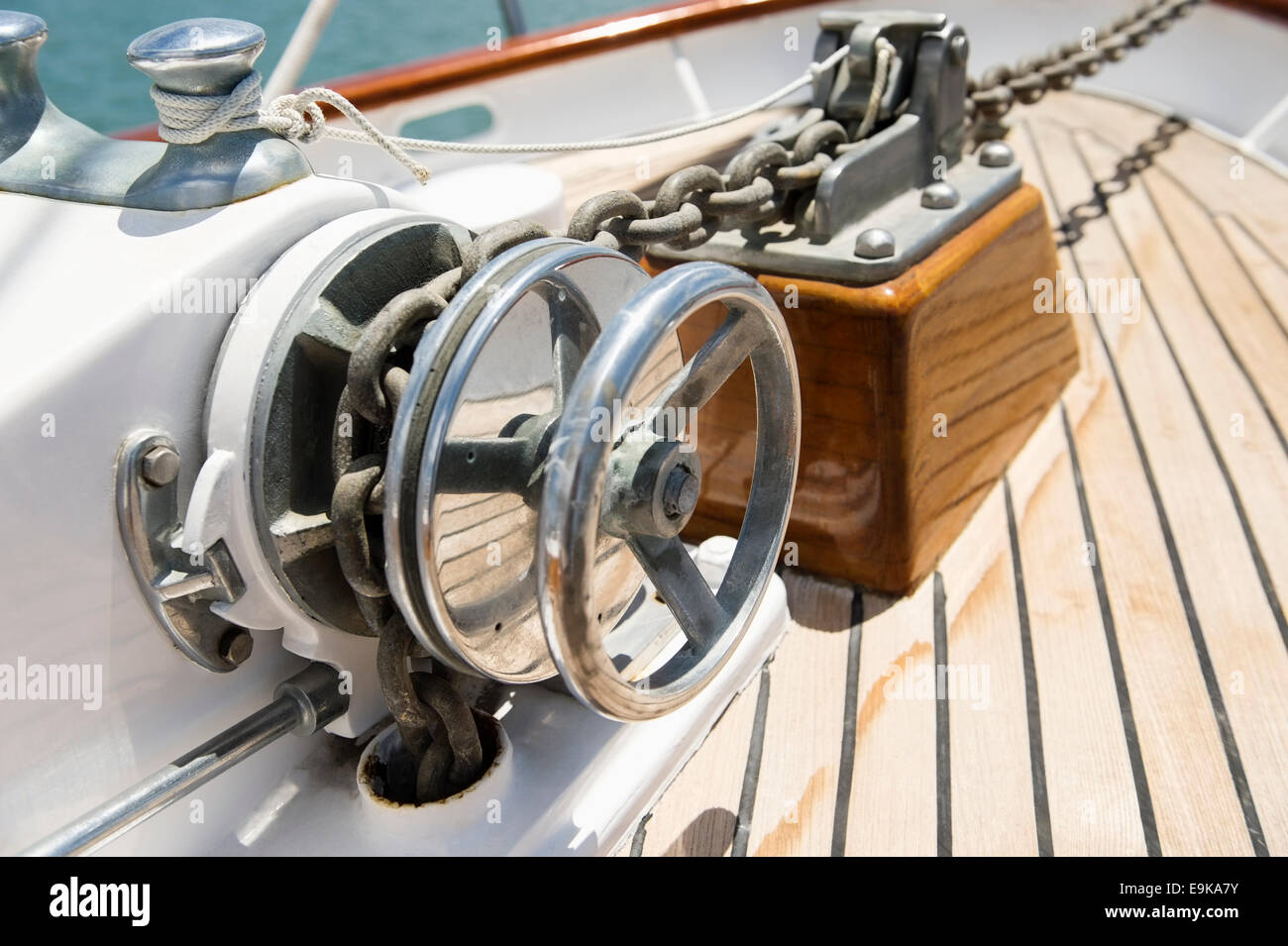 Close-up of winch on yacht Stock Photo