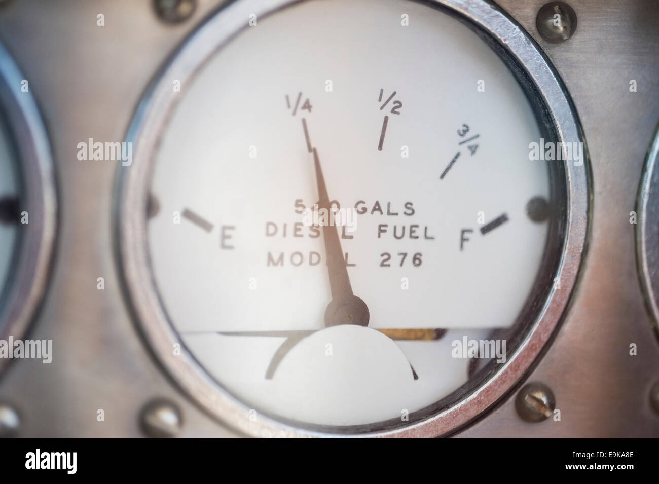 Close-up of diesel fuel gauge of yacht Stock Photo