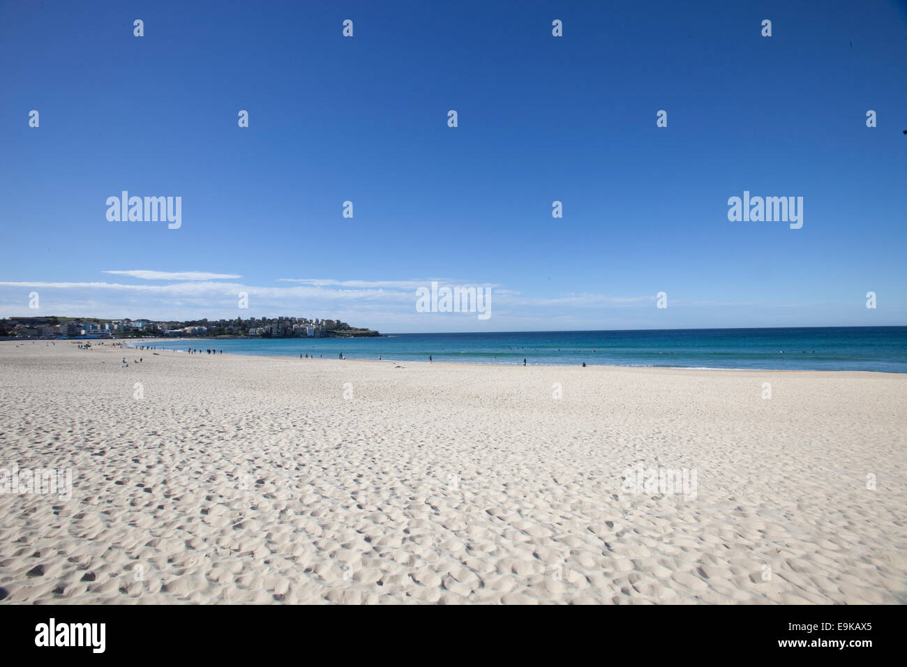 Scenic view of Bondi beach against blue sky, Sydney, Australia Stock Photo