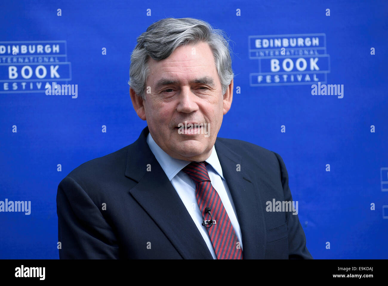 Former UK Prime Minister Mr. Gordon Brown appears at the Edinburgh International Book Festival. Stock Photo