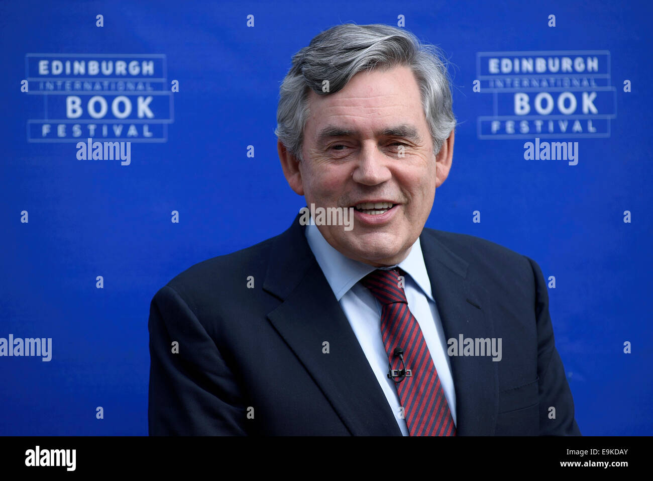 Former UK Prime Minister Mr. Gordon Brown appears at the Edinburgh International Book Festival. Stock Photo