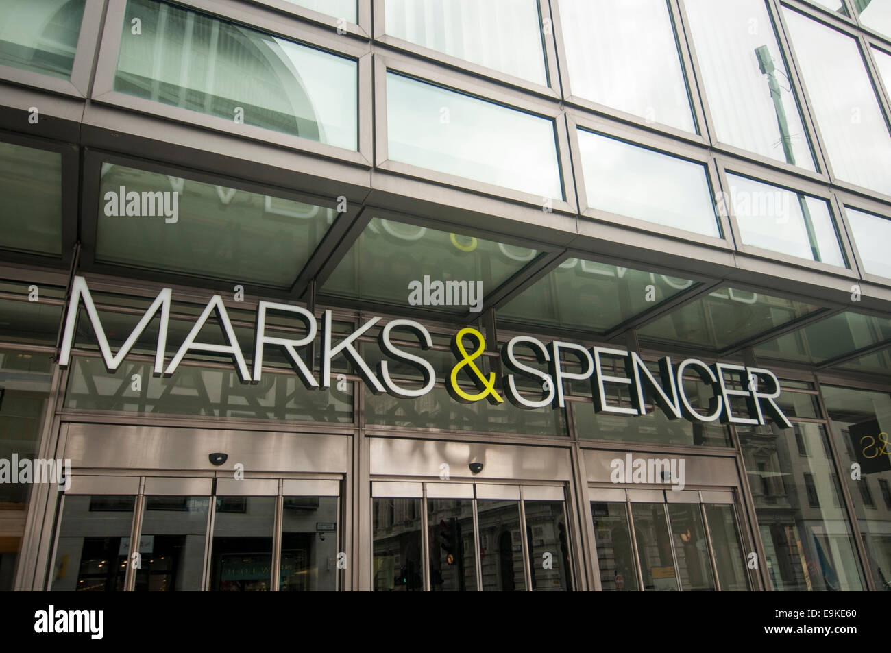Marks & Spencer shop front logo Stock Photo
