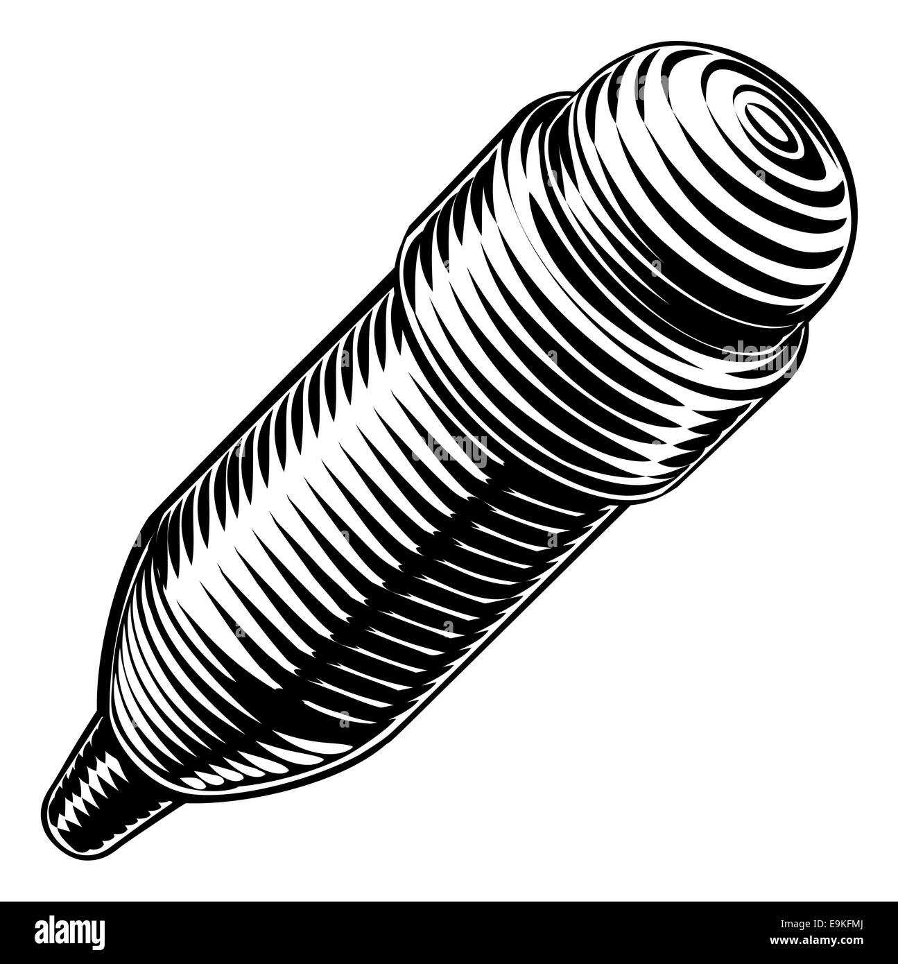 A an original illustration of a vintage woodcut style pencil icon Stock Photo