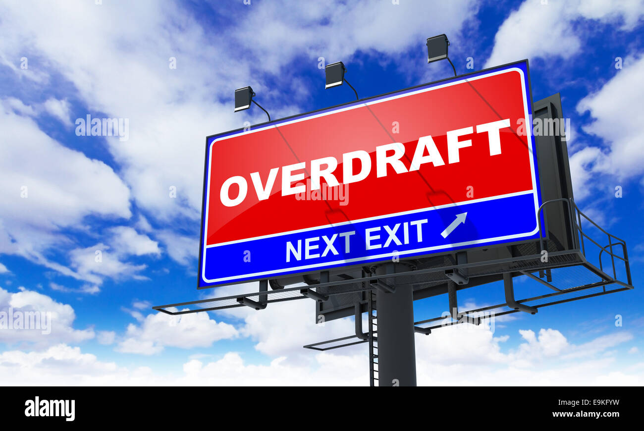 Overdraft - Red Billboard on Sky Background. Business Concept Stock ...