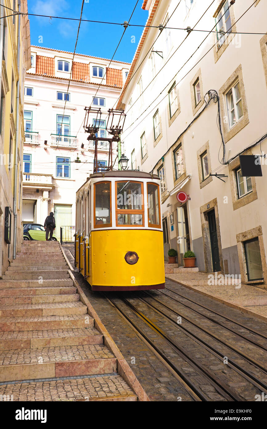 Bica tram in Lisbon Portugal Stock Photo