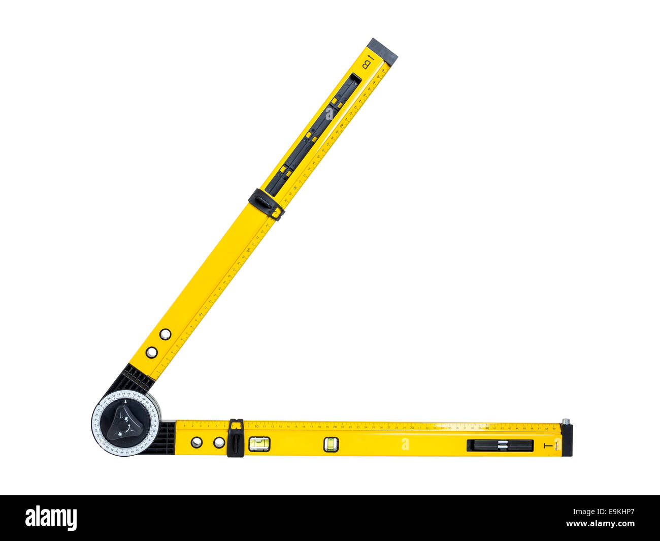 Yellow angle spirit level shot on white Stock Photo