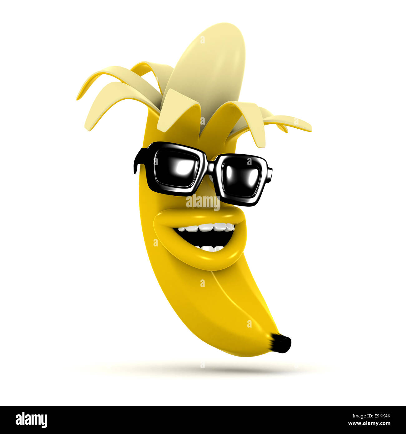 3d render of a laughing peeled banana wearing sunglasses Stock Photo ...