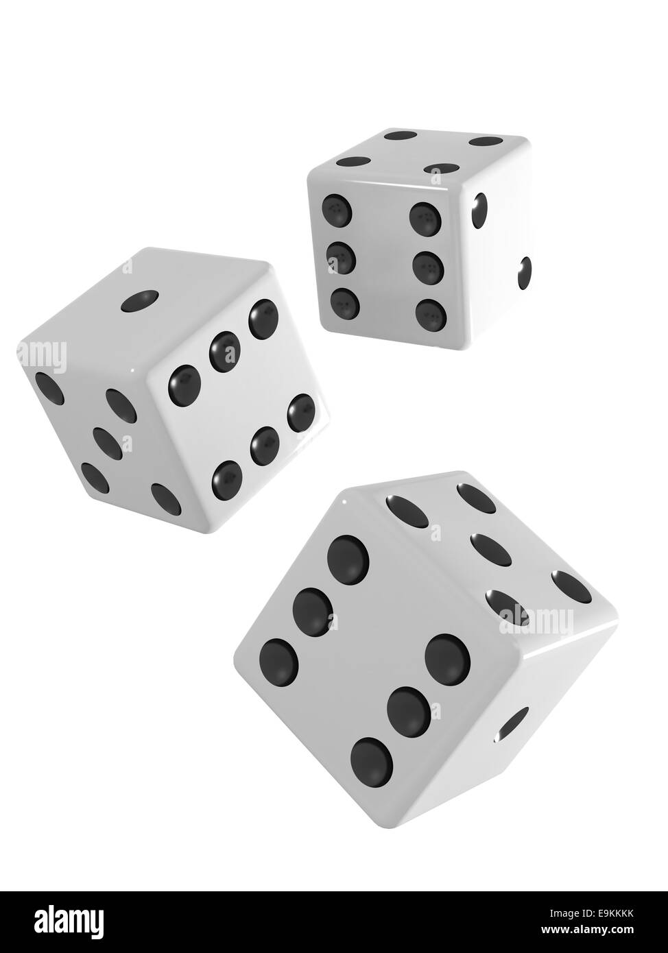 3d render of three white dice falling Stock Photo Alamy