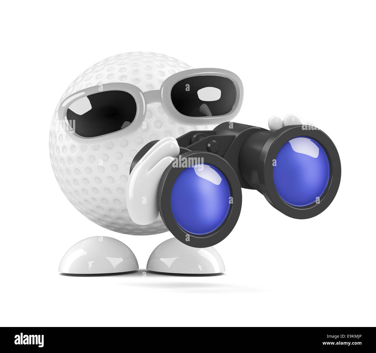 3d render of a golf ball looking through binoculars Stock Photo Alamy
