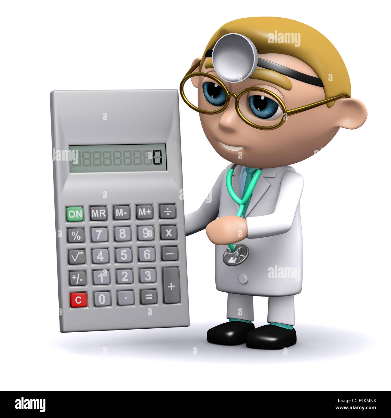 3d render of a doctor with a calculator Stock Photo - Alamy