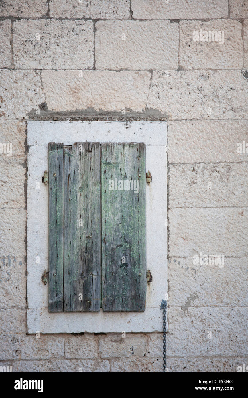 TRADITIONAL SHUTTERS ON VIS ISLAND Stock Photo