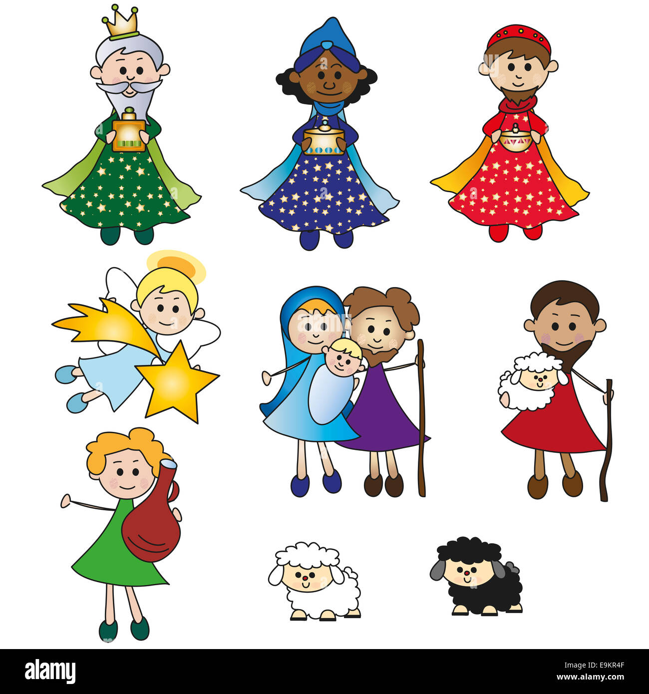 illustration of people of the nativity isolated Stock Photo - Alamy