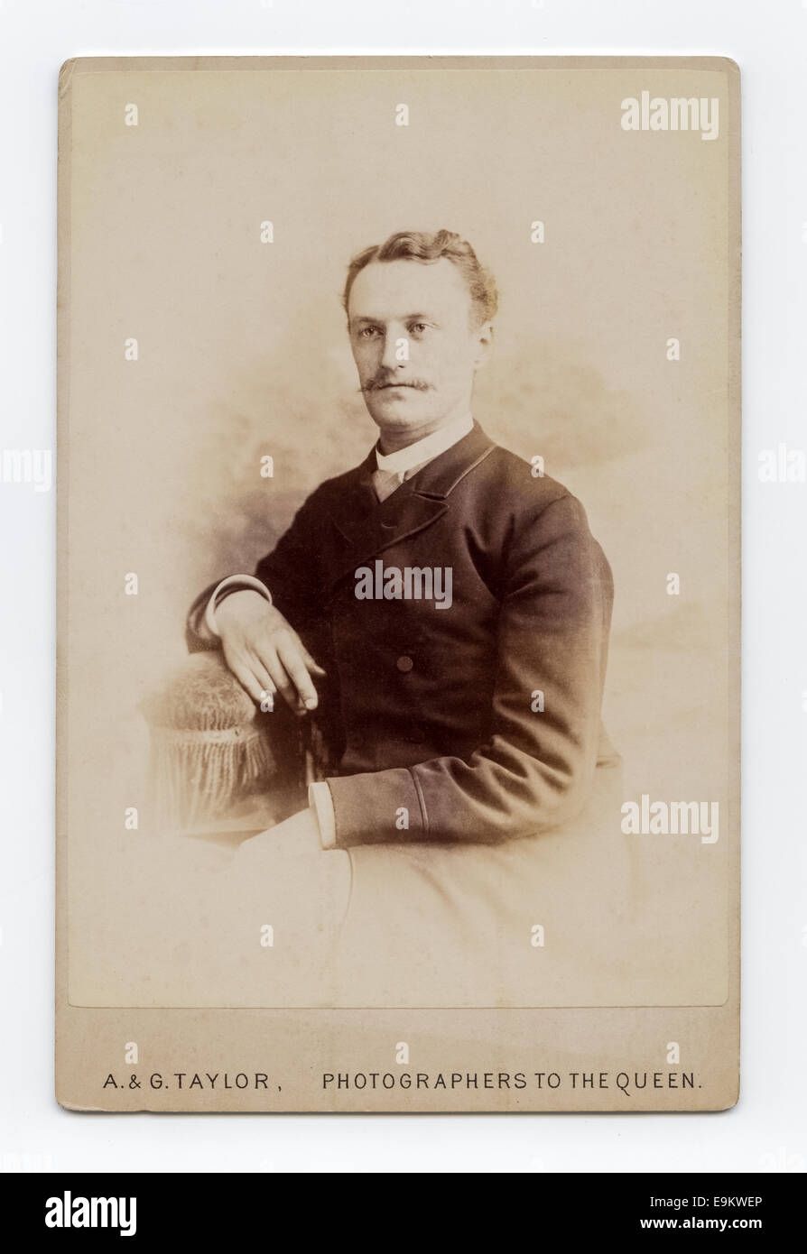Victorian Cabinet Card studio portrait of a clergyman from the Andrew & George Taylor photographic studio, London, UK Circa 1885 Stock Photo