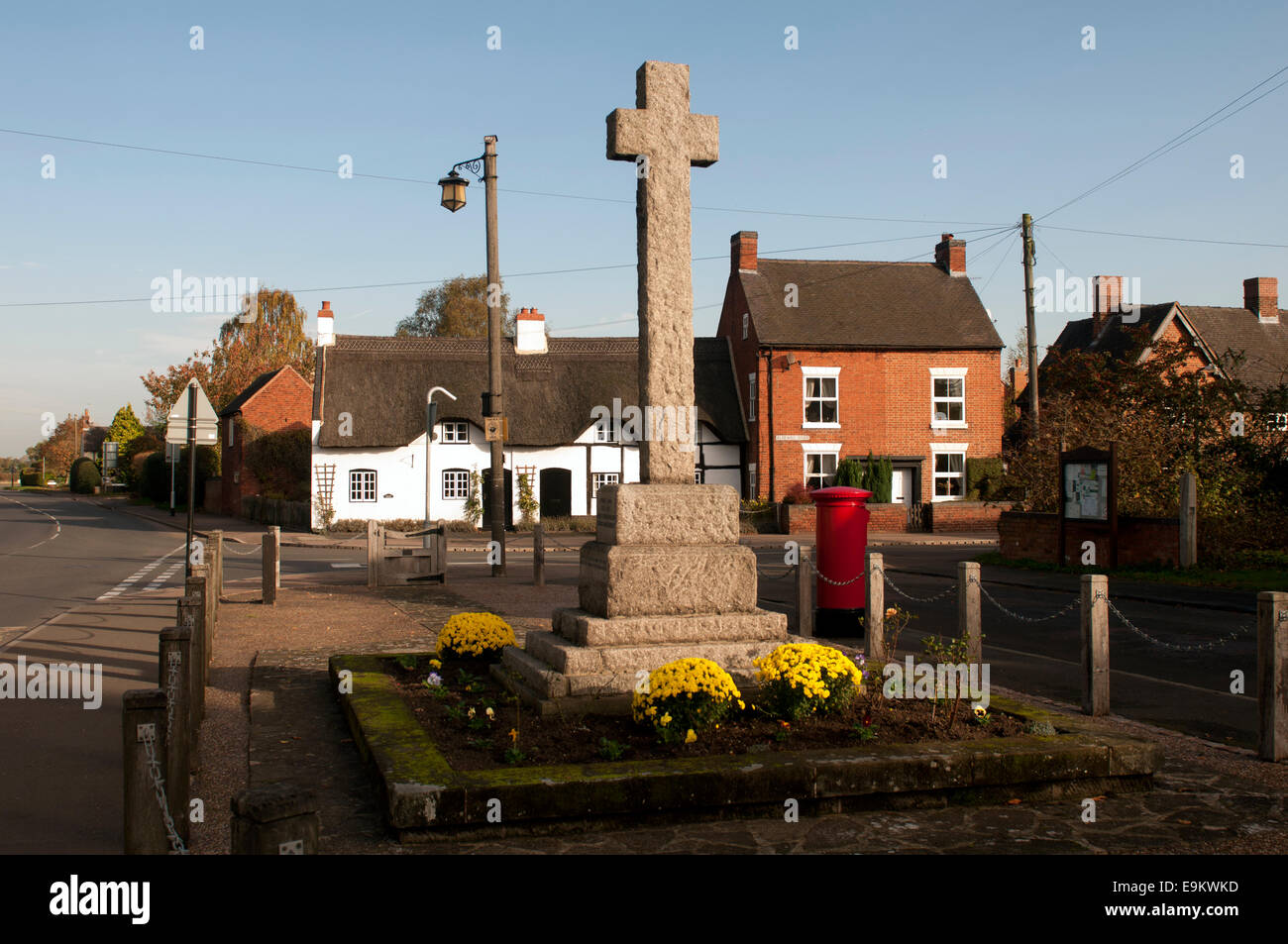 Kings Bromley village including war memorial, Staffordshire, England