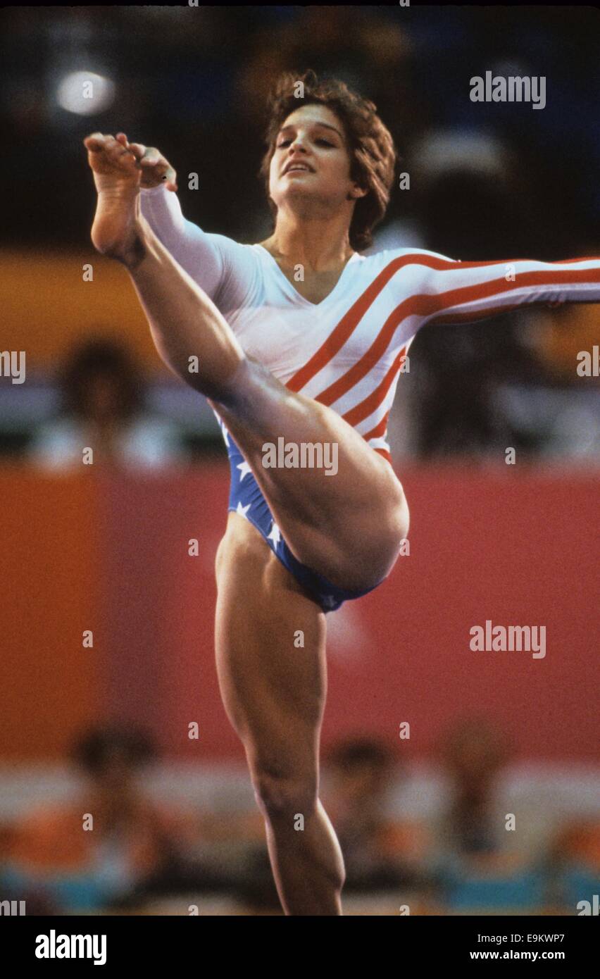 MARY LOU RETTON at the 1984 Los Angeles Olympics. © Chuck Muhlstock