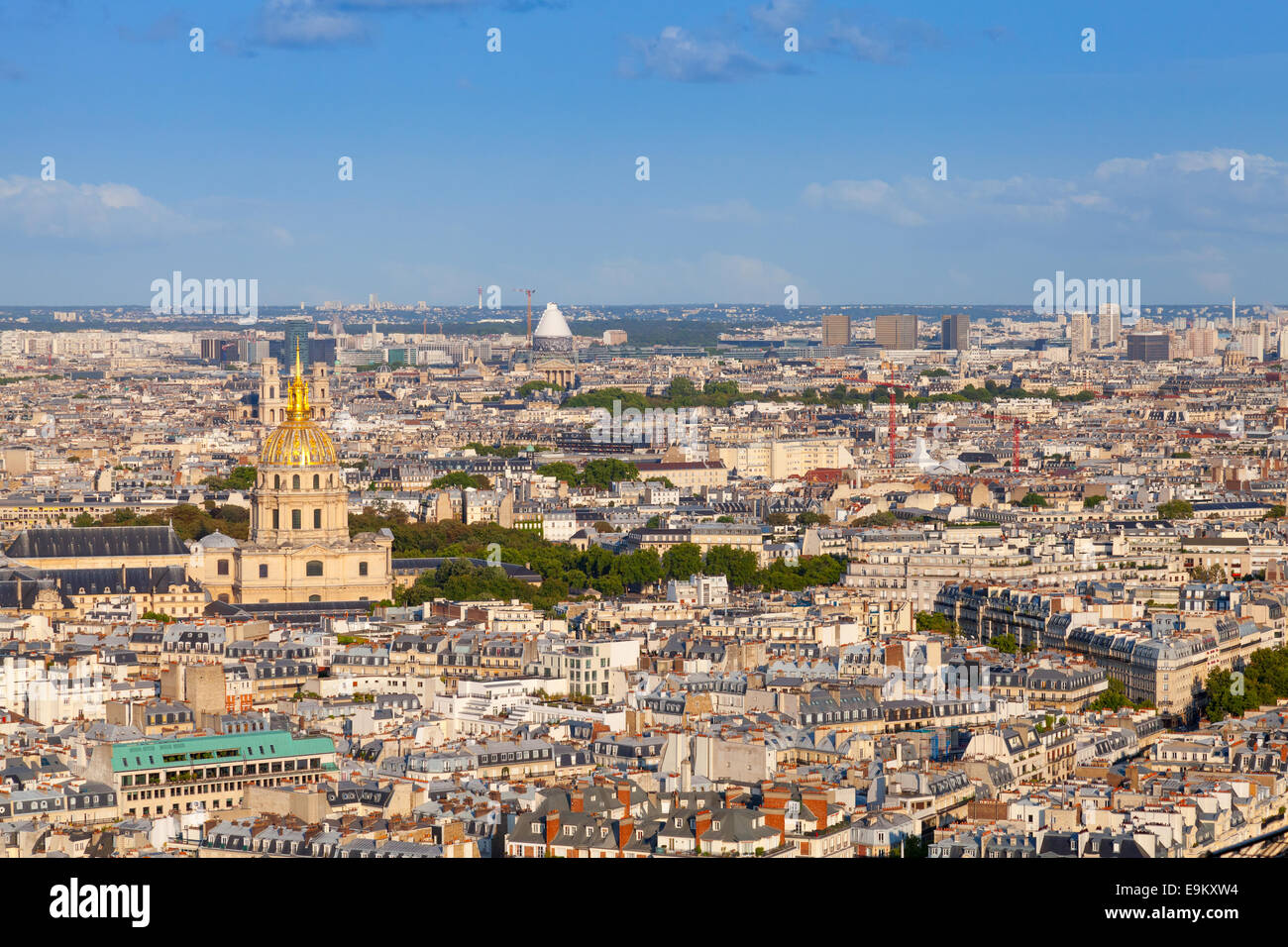 Birds eye view from Eiffel Tower on Paris city, France Stock Photo