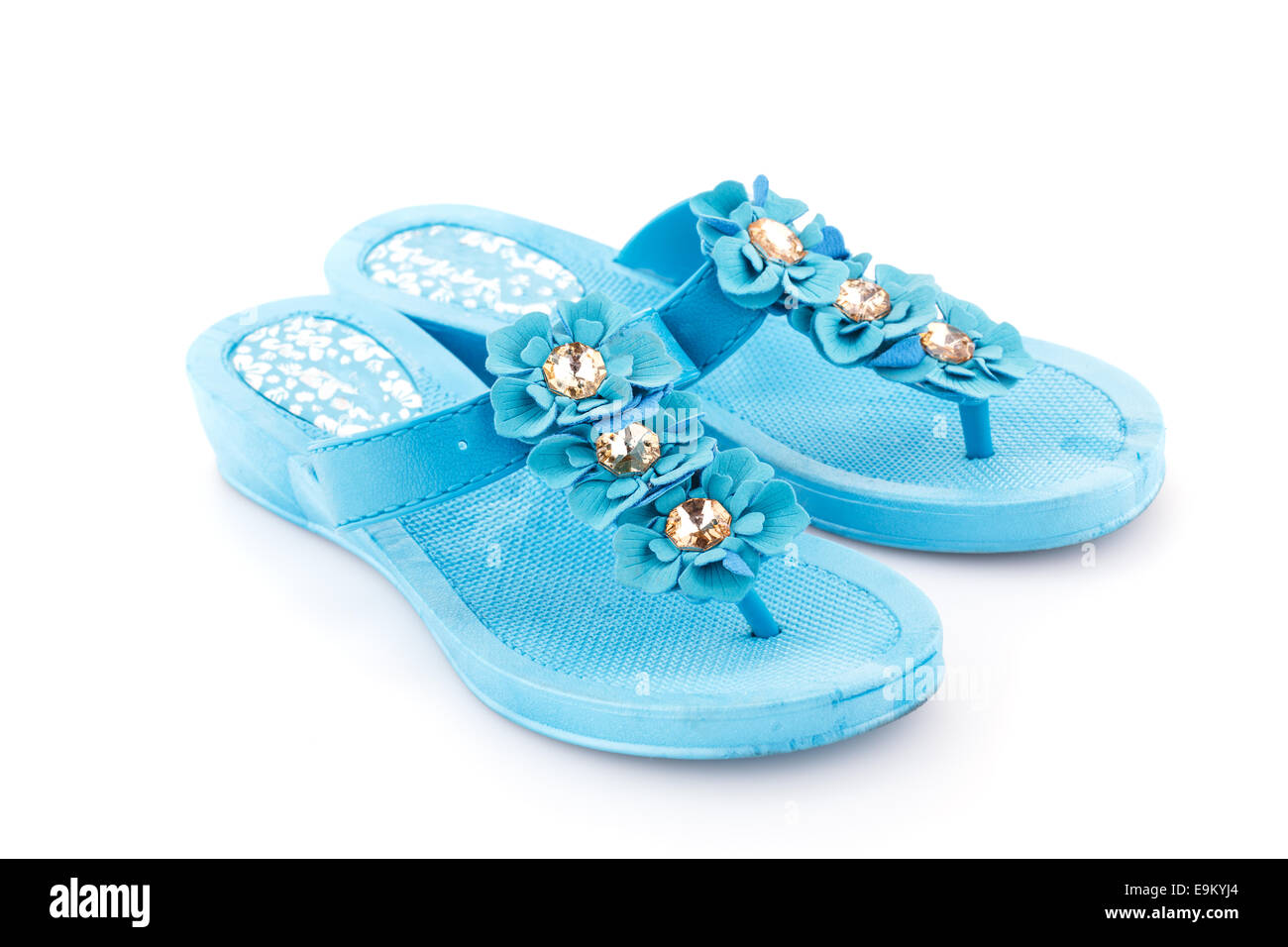 Blue flip flops isolated on white background Stock Photo - Alamy