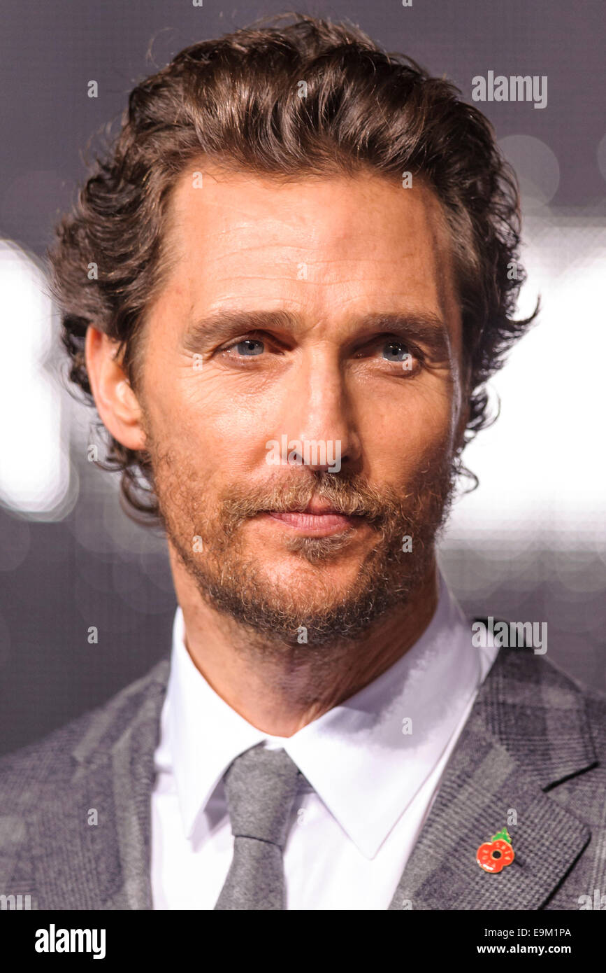 London, UK. 29th October, 2014. Matthew McConaughey attends the THE EUROPEAN PREMIERE OF INTERSTELLAR on 29/10/2014 at ODEON Leicester Square, London. Persons pictured: Matthew McConaughey. Credit:  Julie Edwards/Alamy Live News Stock Photo