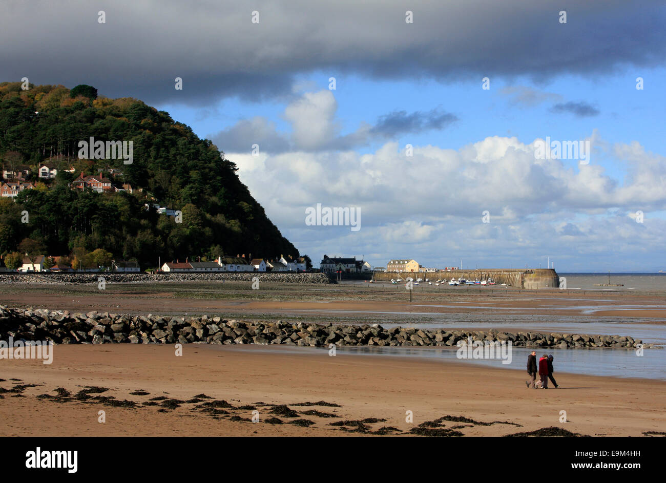 Walking on the beach at Minehead in Somerset Stock Photo